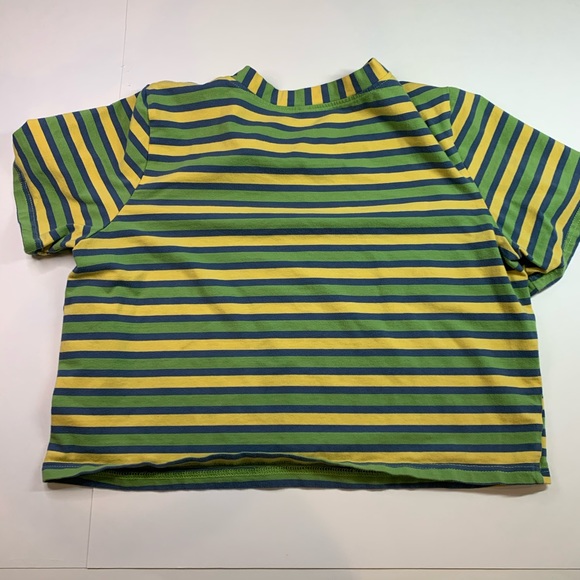 Blue green and yellow horizontal striped crop top - Picture 3 of 3